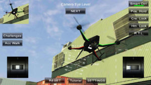 Interface de l'application Quadcopter FX Simulator 